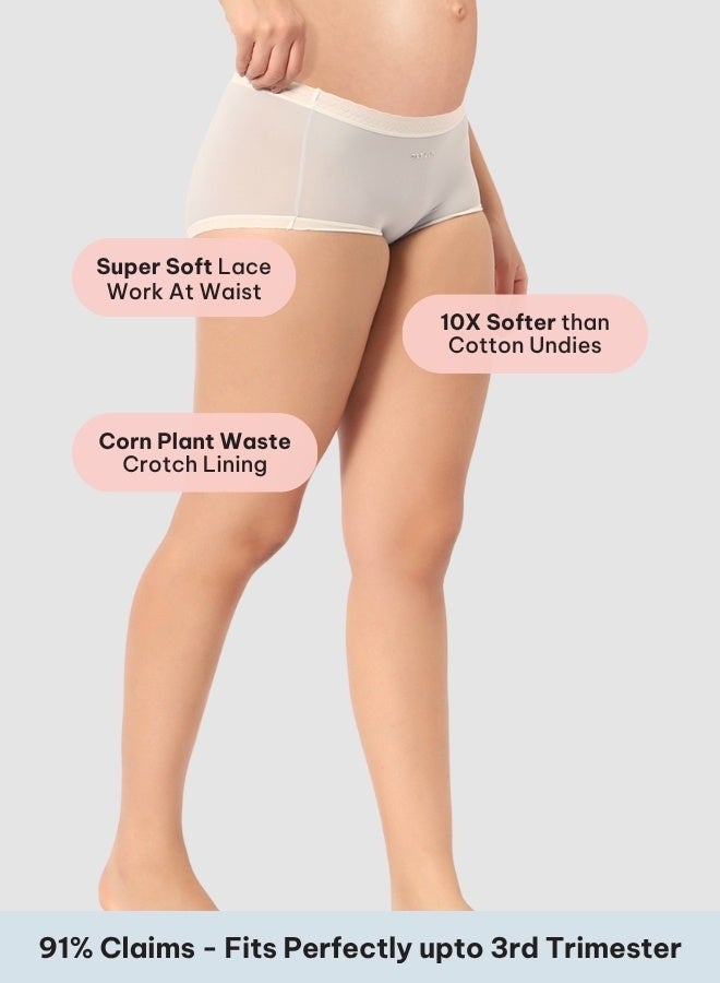 Intimate Queen Corn Bae Maternity Lacy Boy Shorts – Ultra-Soft, No Roll-Ups & Gusset Support, Full Coverage Comfort for Every Trimester (Pack Of 3) - Image 3